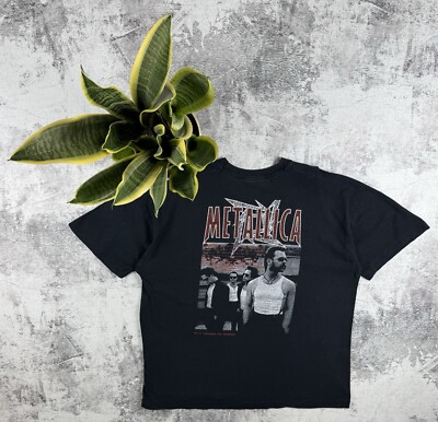 Vintage 90S Metallica USA 1995 1996 Rock Band Tour Rap Hip Hop Faded T Shirt Tee-image