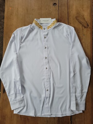 ZEROYAA Men Hipster L Gold Embroidery Mandarin Collar Slim Fit Long Sleeve NWT -image