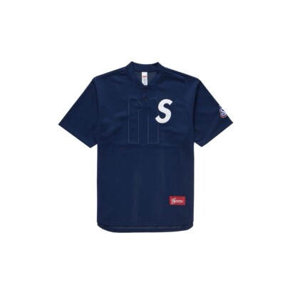 IN-HAND Supreme S Logo Henley Baseball Jersey Navy Size: XL-image