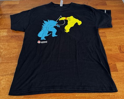 American Red Cross Godzilla King Kong T-shirt Mens Large Cotton Black -image