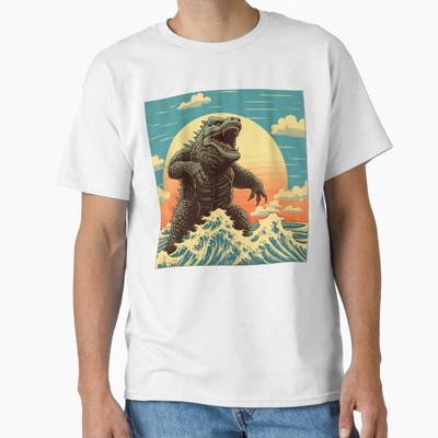 Vintage Japanese Godzilla Great Wave Classic  T-Shirt Made in US/AUS Size S-2XL-image