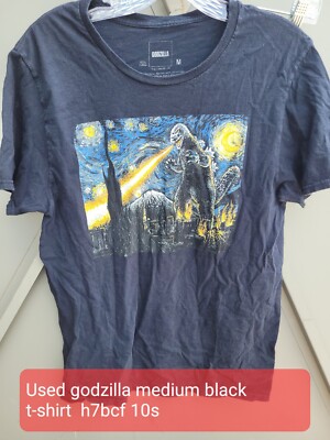 Used godzilla medium black  t-shirt  h7bcf 10s-image