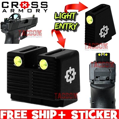 Cross Armory BLACK TALL Suppressor Height Sights GL0CK 17 19 22 23 FIBER OPTIC-image