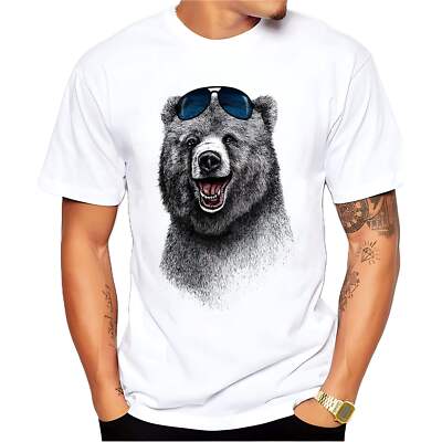Animal-Inspired Dominance Short-Sleeved Men's T-Shirt in Milk Silk Fabric - Roun-image