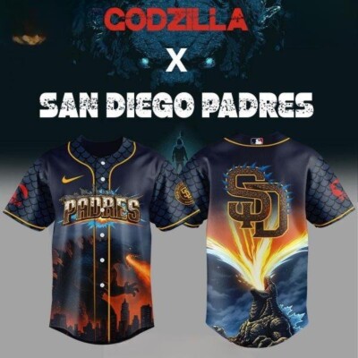 San Di.ego P.ad.res x Godzilla Special Edition Baseball Jersey-image
