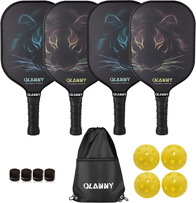 Graphite Pickleball Paddles Set- Premium Rackets Fiber Face & Polymer Honeycomb -image