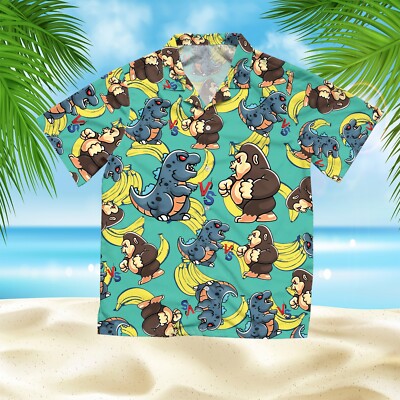 Godzilla King Of Monster Hawaiian Shirt Casual Button Down Unisex Adults Outfit-image