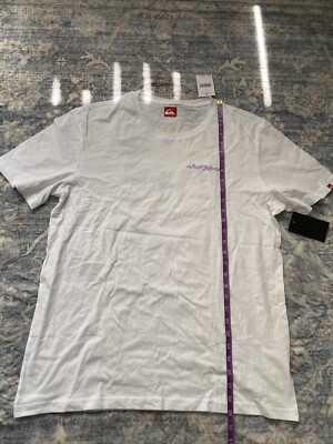 Men's Quicksilver White T-Shirt Large Surf Graffiti JNCO Style-image