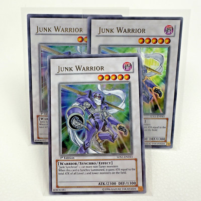 3x Yugioh Junk Warrior 5DS1-EN041 1st Edition Ultra Rare Holo - LP-image