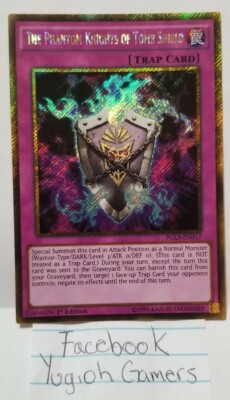 YUGIOH THE PHANTOM KNIGHTS OF TOMB SHIELD PGL3 1ST  SECRET GOLD LIGHT PLAYED -image