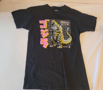 Retro Godzilla Tokyo Japan Black Cotton Graphic Tee Mens Size S-image