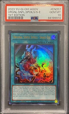 2023 PSA 10 YUGIOH AGOV 1ST ED ULTRA RARE ORIGINAL SINFUL SPOILS SNAKE EYE 💫-image